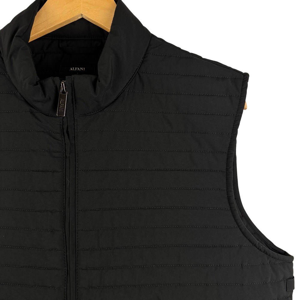 ALFANI Mens puffer quilted insulated full zip vest BLACK -‎ L